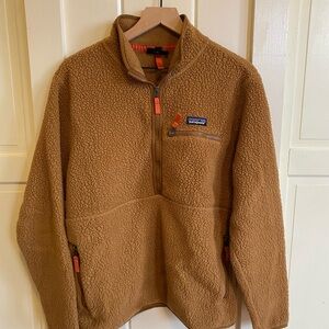 Patagonia Tan Fleece Jacket with Orange Accents